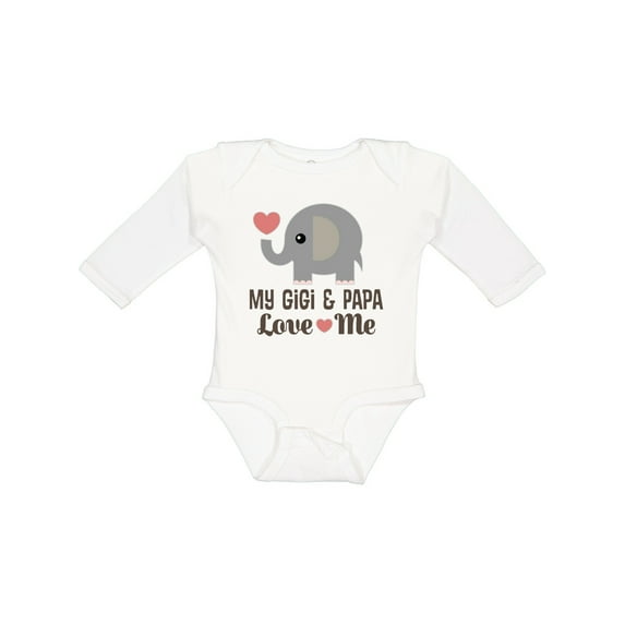 Inktastic My Gigi and Papa Love Me Boys or Girls Long Sleeve Baby Bodysuit