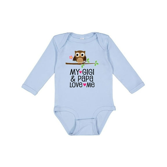 Inktastic My Gigi and Papa Love Me Granddaughter Girls Long Sleeve Baby Bodysuit