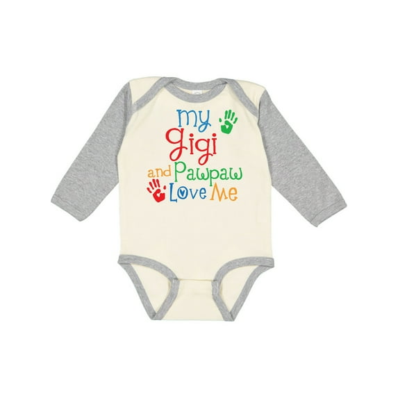 Inktastic My Gigi and Pawpaw Love Me Boys or Girls Long Sleeve Baby Bodysuit