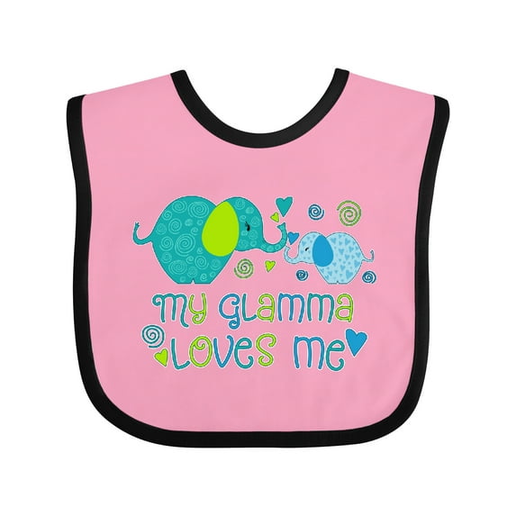 Inktastic My Glamma Loves Me Cute Elephants Boys or Girls Baby Bib