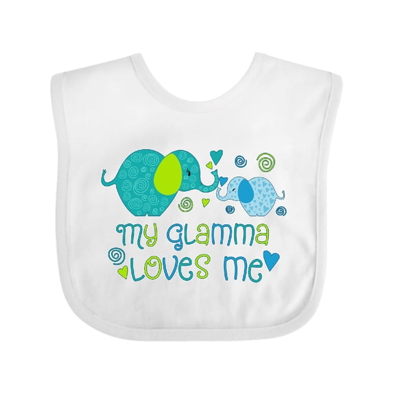 Inktastic My Glamma Loves Me Cute Elephants Boys or Girls Baby Bib