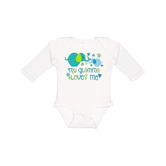 Inktastic My Glamma Loves Me Cute Elephants Boys or Girls Long Sleeve Baby Bodysuit