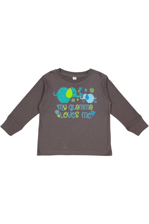 My Glamma Loves Me Cute Elephants Boys or Girls Long Sleeve Toddler T-Shirt