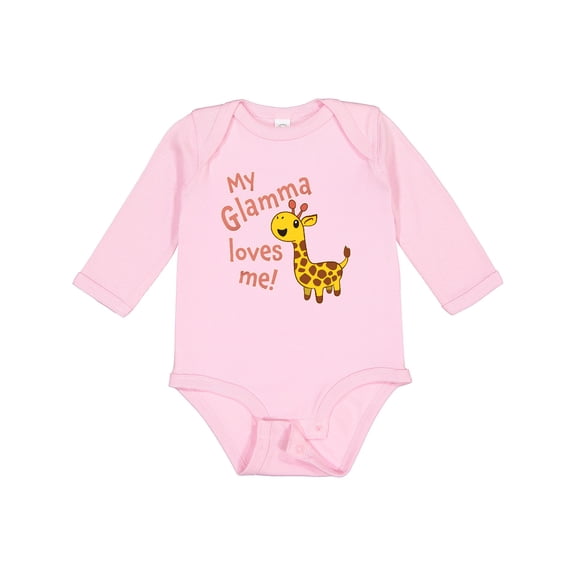Inktastic My Glamma Loves me- cute giraffe Boys or Girls Long Sleeve Baby Bodysuit