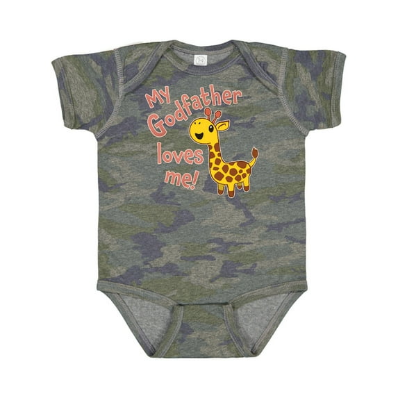 Inktastic My Godfather Loves Me- Cute Giraffe Boys or Girls Baby Bodysuit