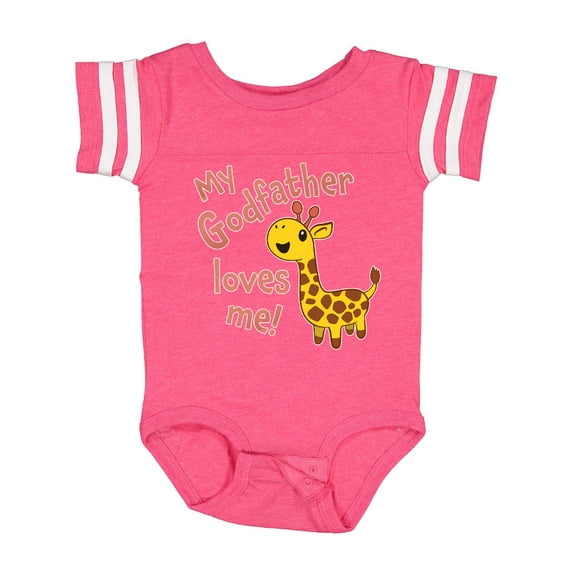 Inktastic My Godfather Loves Me- Cute Giraffe Boys or Girls Baby Bodysuit