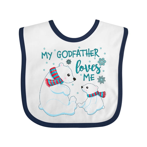 Inktastic My Godfather Loves Me Cute Polar Bears Boys or Girls Baby Bib
