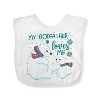 Inktastic My Godfather Loves Me Cute Polar Bears Boys or Girls Baby Bib
