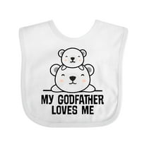 Inktastic My Godfather Loves Me Godson Bear Boys or Girls Baby Bib