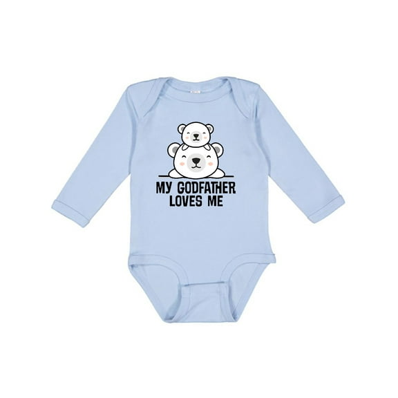 Inktastic My Godfather Loves Me Godson Bear Boys or Girls Long Sleeve Baby Bodysuit