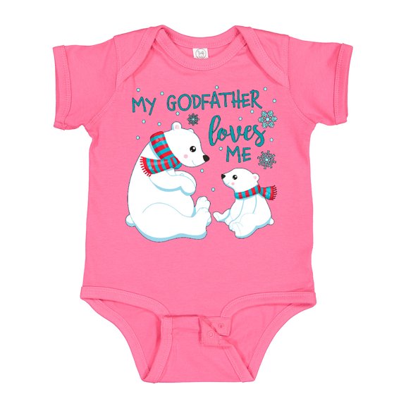 Inktastic My Godfather Loves Me- cute polar bears Boys or Girls Baby Bodysuit
