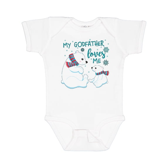 Inktastic My Godfather Loves Me- cute polar bears Boys or Girls Baby Bodysuit