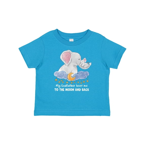 Inktastic My Godfather Loves me to the Moon and Back Elephant Family Boys or Girls Baby T-Shirt