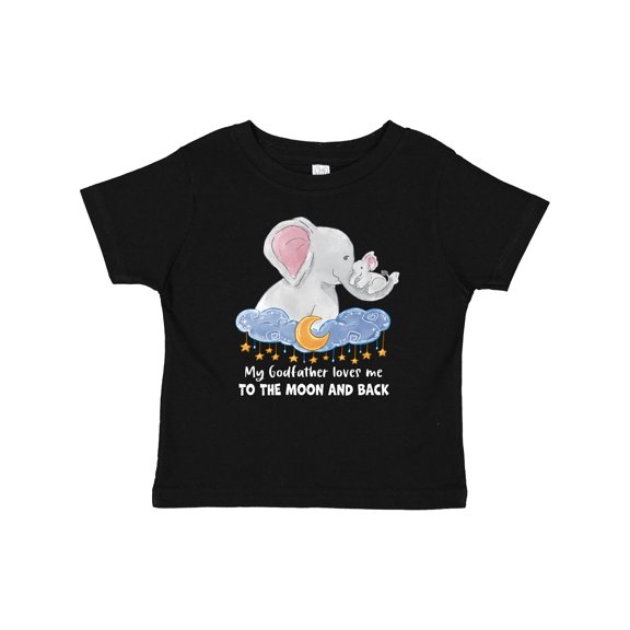 Inktastic My Godfather Loves me to the Moon and Back Elephant Family Boys or Girls Baby T-Shirt