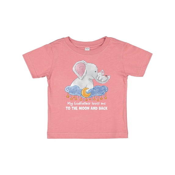 Inktastic My Godfather Loves me to the Moon and Back Elephant Family Boys or Girls Baby T-Shirt