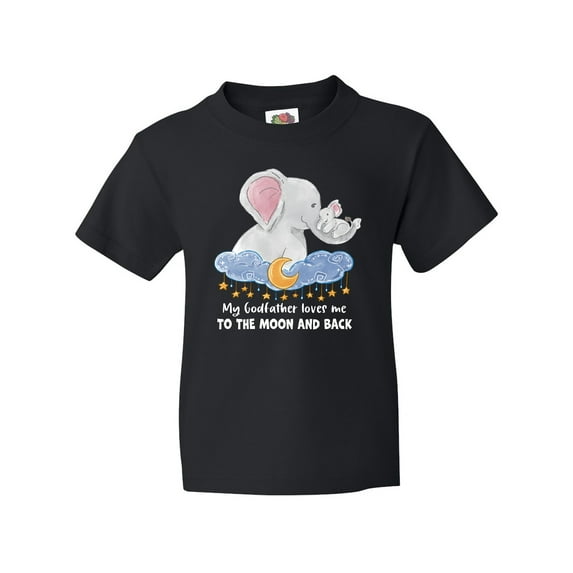 Inktastic My Godfather Loves me to the Moon and Back Elephant Family Youth T-Shirt