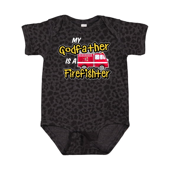Inktastic My Godfather is a Firefighter with Fire Truck Boys or Girls Baby Bodysuit