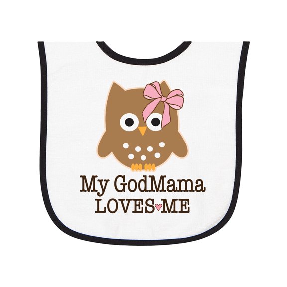 Inktastic My Godmama Loves Me Godchild Owl Baby Terry Cloth Bib