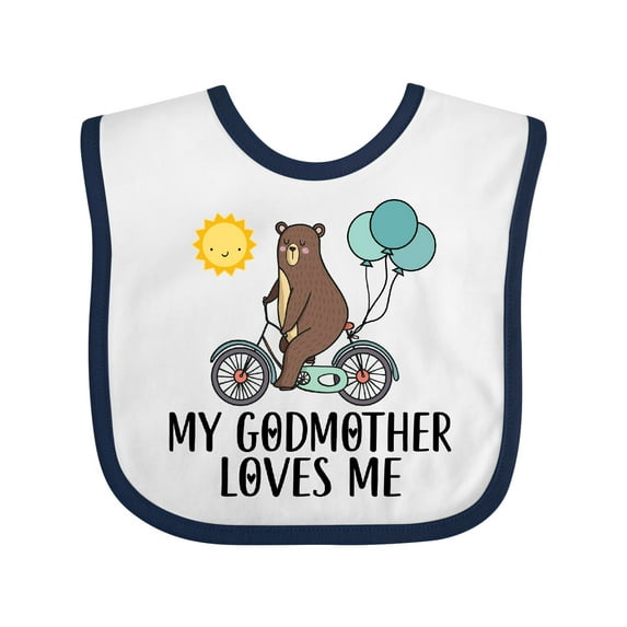 Inktastic My Godmother Loves Me Bear Boys or Girls Baby Bib