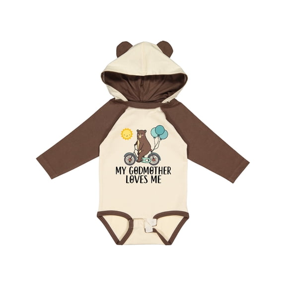 Inktastic My Godmother Loves Me Bear Boys or Girls Long Sleeve Baby Bodysuit