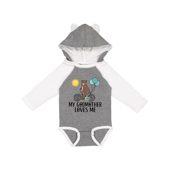 Inktastic My Godmother Loves Me Bear Boys or Girls Long Sleeve Baby Bodysuit