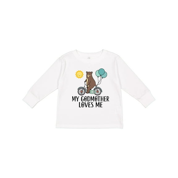 Inktastic My Godmother Loves Me Bear Boys or Girls Long Sleeve Toddler T-Shirt