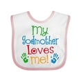 thumbnail image 1 of Inktastic My Godmother Loves Me Boys or Girls Baby Bib, 1 of 4