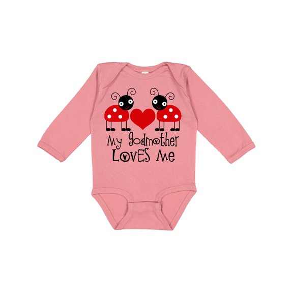 Inktastic My Godmother Loves Me Boys or Girls Long Sleeve Baby Bodysuit
