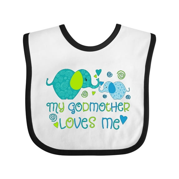 Inktastic My Godmother Loves Me Cute Elephants Boys or Girls Baby Bib