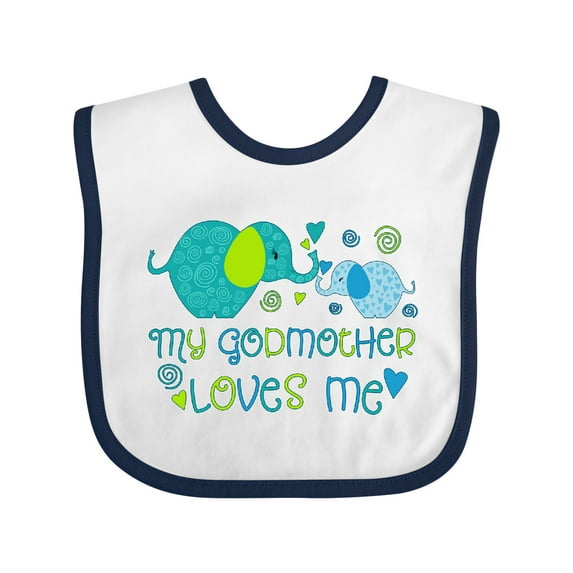 Inktastic My Godmother Loves Me Cute Elephants Boys or Girls Baby Bib