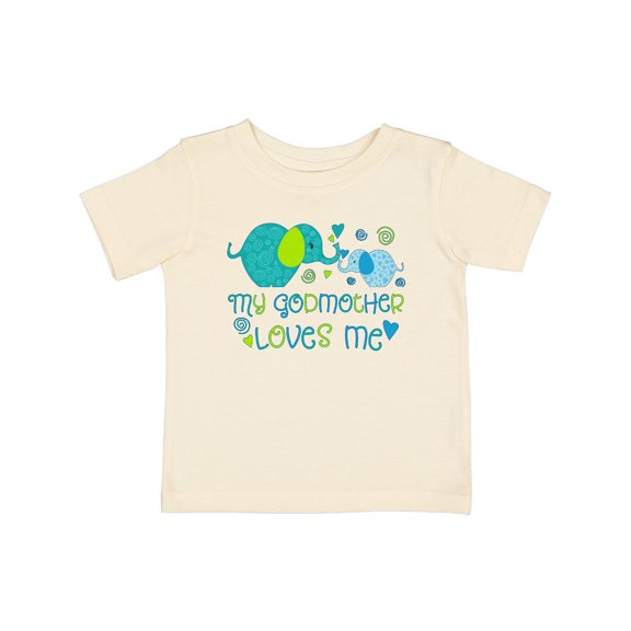 Inktastic My Godmother Loves Me Cute Elephants Boys or Girls Baby T-Shirt