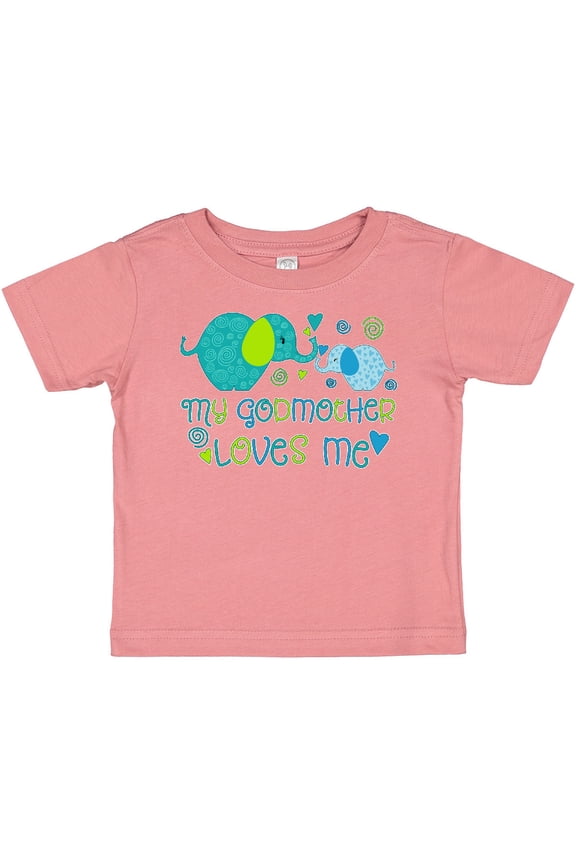 My Godmother Loves Me Cute Elephants Boys or Girls Baby T-Shirt