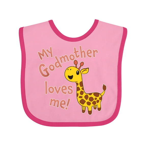 Inktastic My Godmother Loves Me- Cute Giraffe Boys or Girls Baby Bib