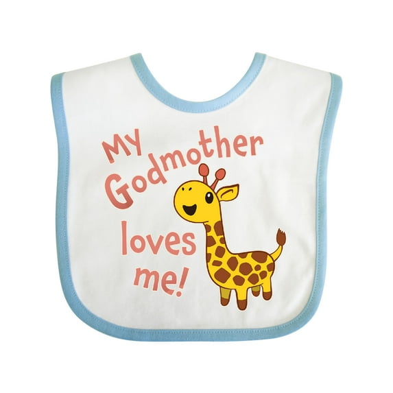 Inktastic My Godmother Loves Me- Cute Giraffe Boys or Girls Baby Bib