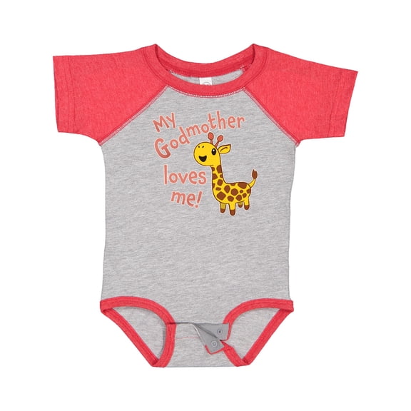 Inktastic My Godmother Loves Me- Cute Giraffe Boys or Girls Baby Bodysuit