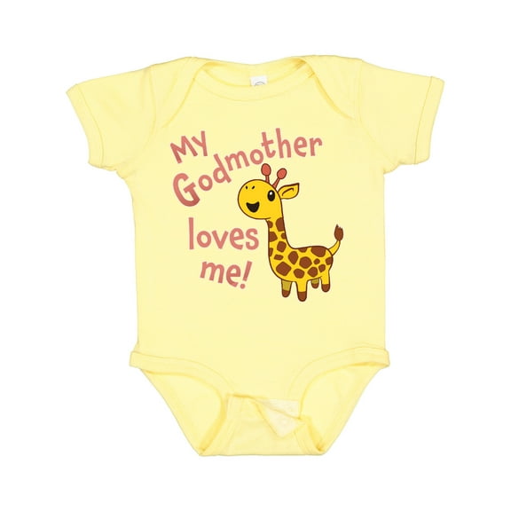 Inktastic My Godmother Loves Me- Cute Giraffe Boys or Girls Baby Bodysuit