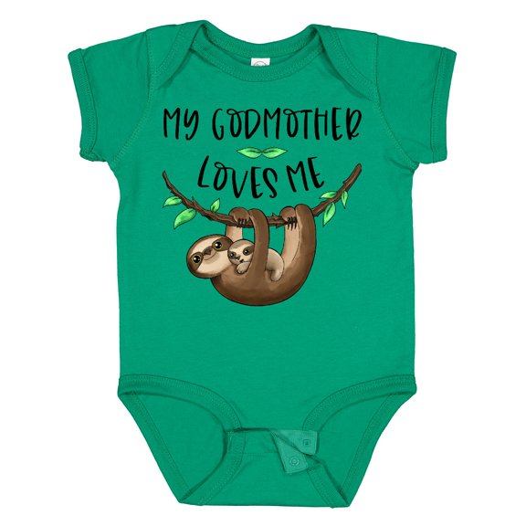 Inktastic My Godmother Loves Me Cute Sloth and Baby Boys or Girls Baby Bodysuit