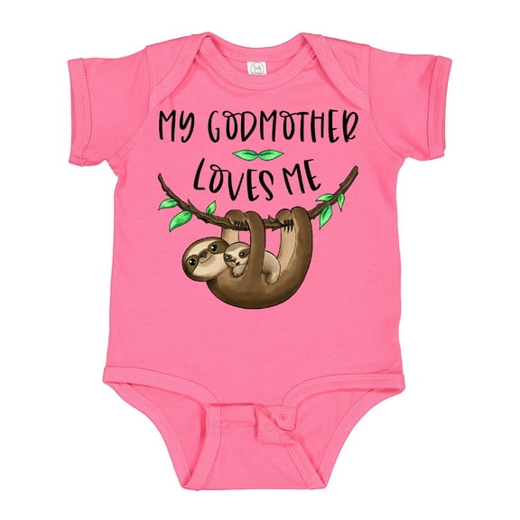 Inktastic My Godmother Loves Me Cute Sloth and Baby Boys or Girls Baby Bodysuit