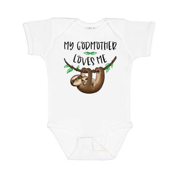 Inktastic My Godmother Loves Me Cute Sloth and Baby Boys or Girls Baby Bodysuit