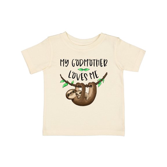 Inktastic My Godmother Loves Me Cute Sloth and Baby Boys or Girls Baby T-Shirt