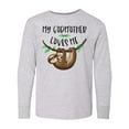 thumbnail image 1 of Inktastic My Godmother Loves Me Cute Sloth and Baby Long Sleeve Youth T-Shirt, 1 of 5