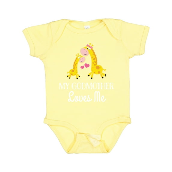 Inktastic My Godmother Loves Me Giraffe Boys or Girls Baby Bodysuit