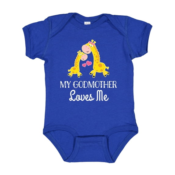 Inktastic My Godmother Loves Me Giraffe Boys or Girls Baby Bodysuit