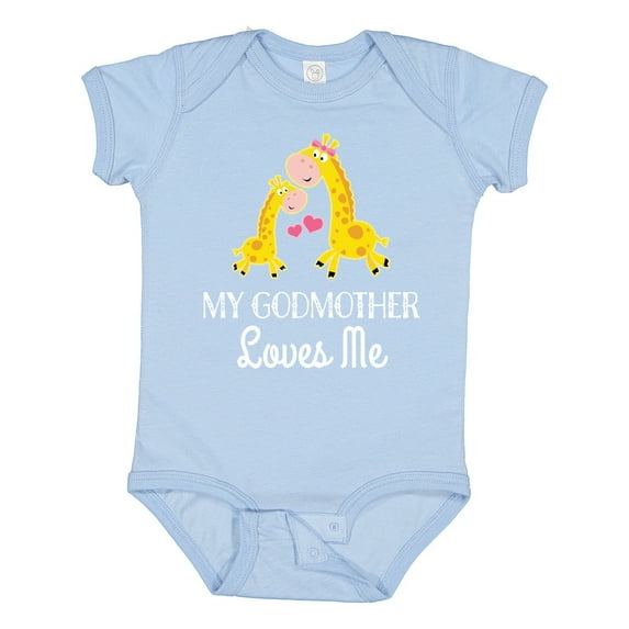 Inktastic My Godmother Loves Me Giraffe Boys or Girls Baby Bodysuit