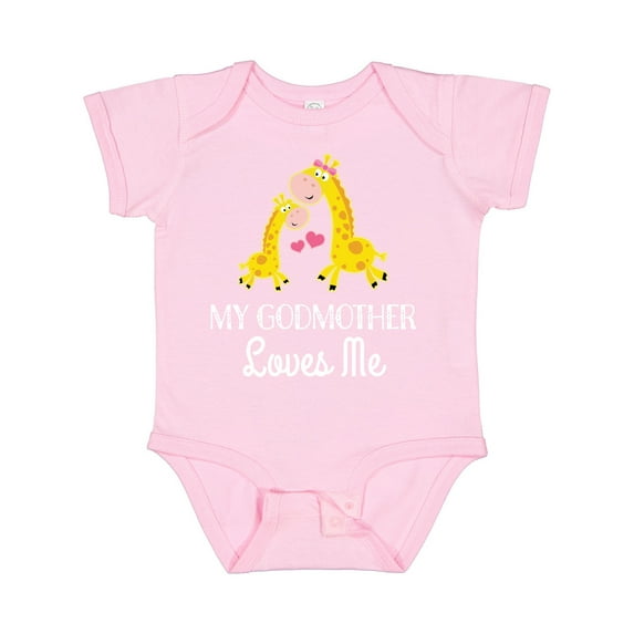 Inktastic My Godmother Loves Me Giraffe Boys or Girls Baby Bodysuit