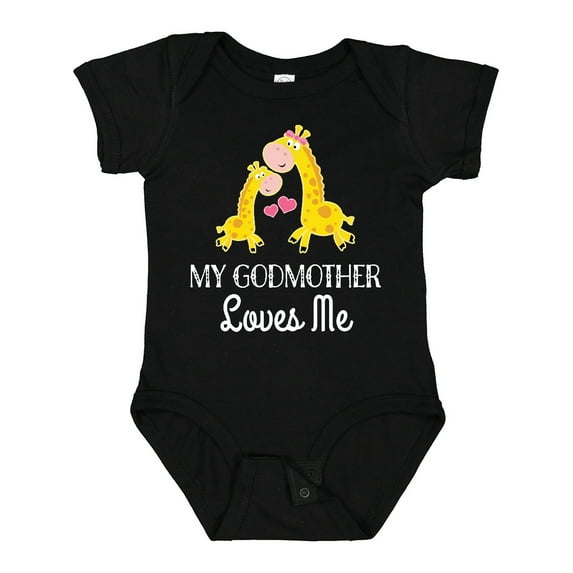 Inktastic My Godmother Loves Me Giraffe Boys or Girls Baby Bodysuit