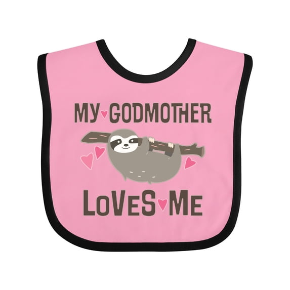 Inktastic My Godmother Loves Me Girls Sloth Girls Baby Bib