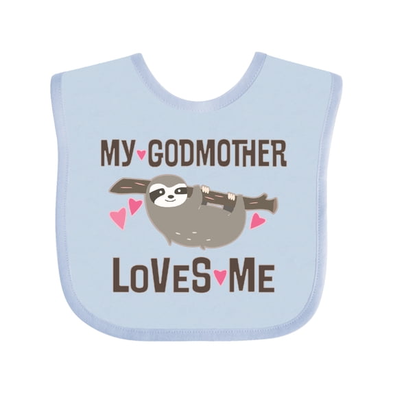 Inktastic My Godmother Loves Me Girls Sloth Girls Baby Bib