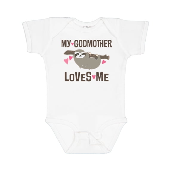 Inktastic My Godmother Loves Me Girls Sloth Girls Baby Bodysuit