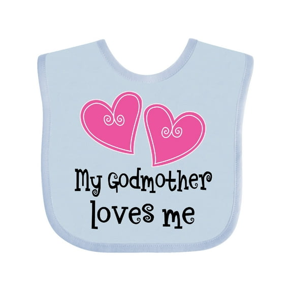 Inktastic My Godmother Loves Me Hearts Girls Baby Bib